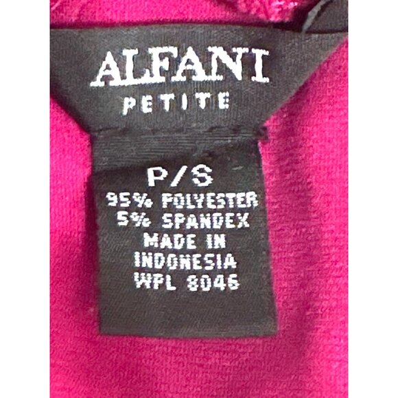 Alfani Petites PS Fuchsia Pink Mock Turtleneck Stretch Short Sleeve Top Citywear - Picture 11 of 12
